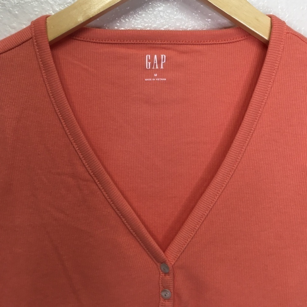 NWT Gap Orange Ribbed Short Sleeve Top - Picture 5 of 6